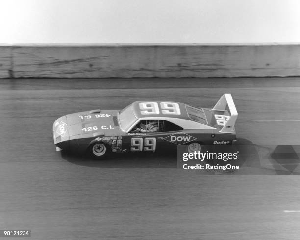 Charlie Glotzbach, driving the Ray Nichels/Paul Goldsmith Dodge Charger Daytona to victory in the second twin qualifying race for the 1970 Daytona...