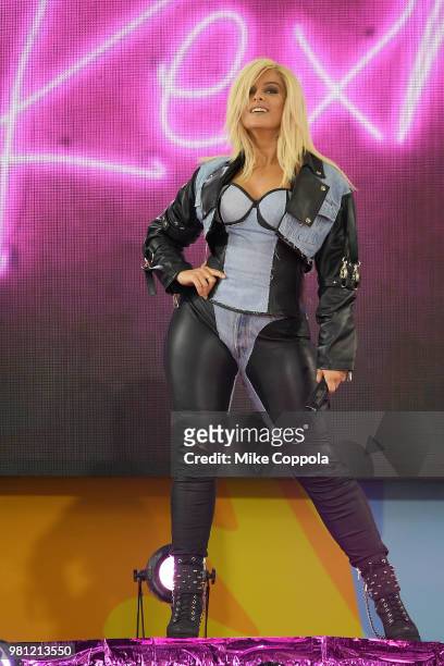 Singer Bebe Rexha performs on ABC's "Good Morning America" at SummerStage at Rumsey Playfield, Central Park on June 22, 2018 in New York City.