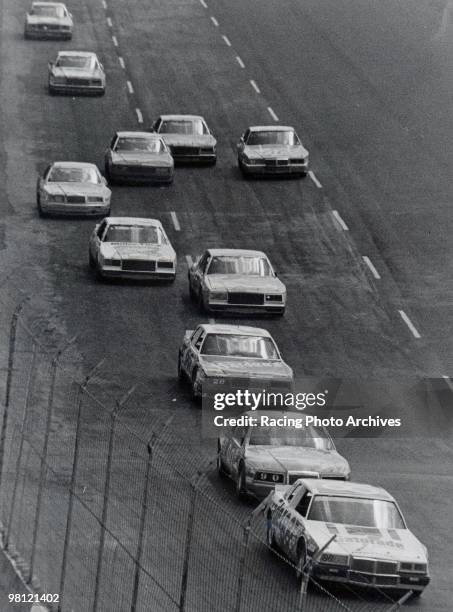 Geoffrey Bodine leads the field during the Southern 500. Bodine would finish in 13th and take home $7,725 for the race.