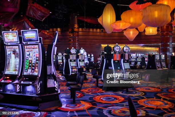Slot machines stand at the Ocean Resort Casino in Atlantic City, New Jersey, U.S., on Wednesday, May 30, 2018. The Revel hotel and casino has been...