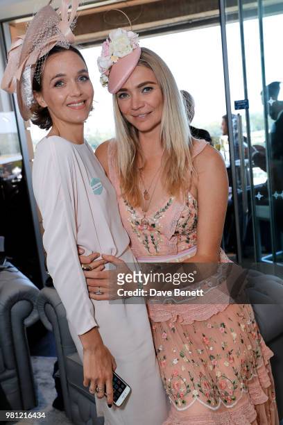 Victoria Pendleton and Jodie Kidd attend the Longines suite in the Royal Enclosure, during Royal Ascot on June 22, 2018 in Ascot, England.