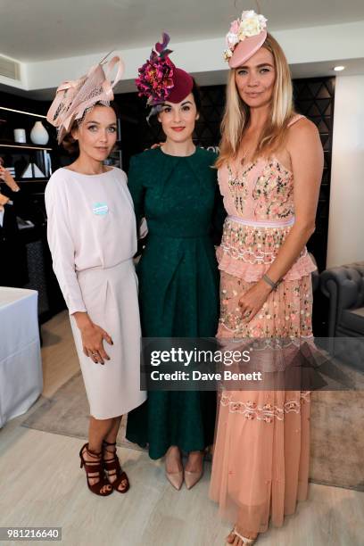 Victoria Pendleton, Michelle Dockery and Jodie Kidd attend the Longines suite in the Royal Enclosure, during Royal Ascot on June 22, 2018 in Ascot,...