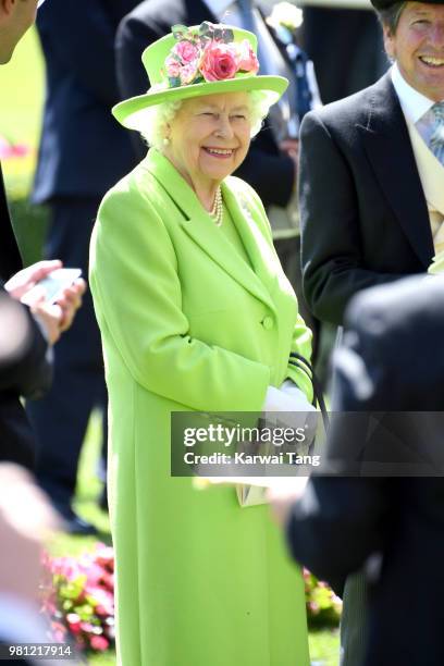 Queen Elizabeth II attends Royal Ascot Day 4 at Ascot Racecourse on June 22, 2018 in Ascot, United Kingdom.