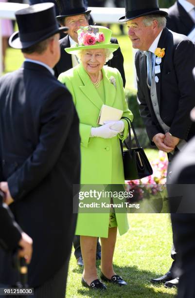 Queen Elizabeth II attends Royal Ascot Day 4 at Ascot Racecourse on June 22, 2018 in Ascot, United Kingdom.