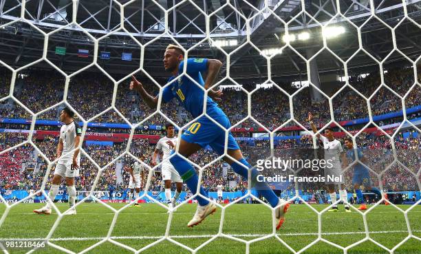 Neymar Jr of Brazil celebrates after scoring his team's second goal during the 2018 FIFA World Cup Russia group E match between Brazil and Costa Rica...