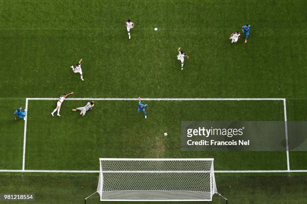 Neymar Jr of Brazil scores his team's second goal during the 2018 FIFA World Cup Russia group E match between Brazil and Costa Rica at Saint...