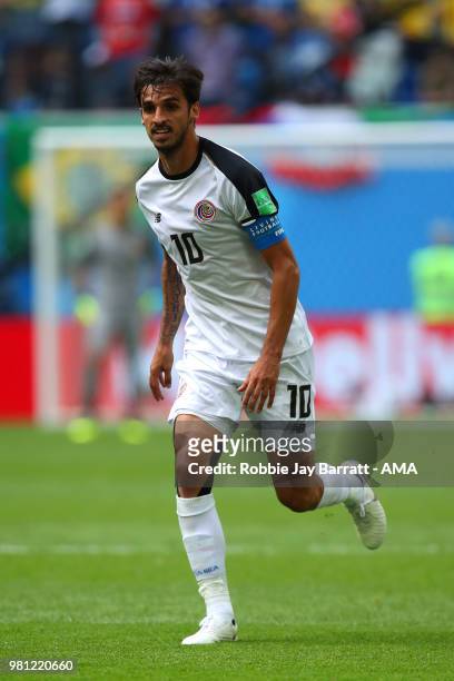 Bryan Ruiz of Costa Rica in action during the 2018 FIFA World Cup Russia group E match between Brazil and Costa Rica at Saint Petersburg Stadium on...