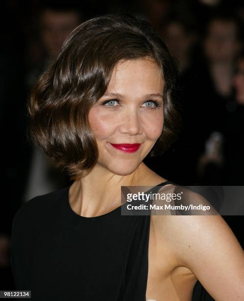 Maggie Gyllenhaal attends the World Film Premiere of Nanny McPhee and the Big Bang at Odeon Leicester Square on March 24, 2010 in London, England.