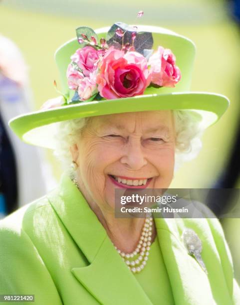 Queen Elizabeth II attends Royal Ascot Day 4 at Ascot Racecourse on June 22, 2018 in Ascot, United Kingdom.