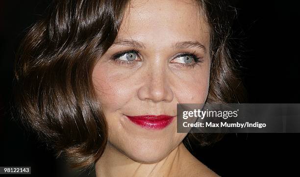 Maggie Gyllenhaal attends the World Film Premiere of Nanny McPhee and the Big Bang at Odeon Leicester Square on March 24, 2010 in London, England.