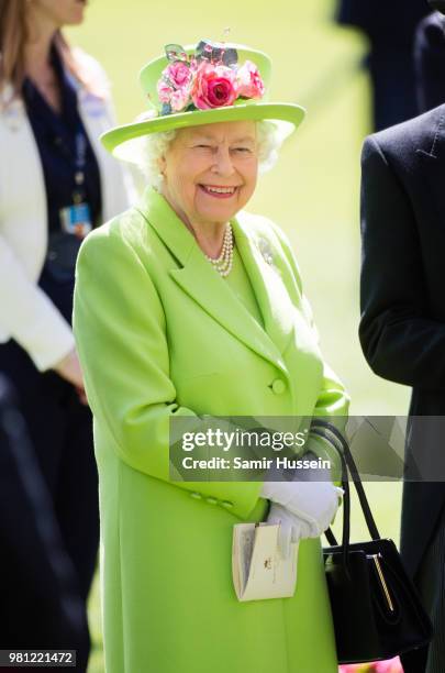 Queen Elizabeth II attends Royal Ascot Day 4 at Ascot Racecourse on June 22, 2018 in Ascot, United Kingdom.