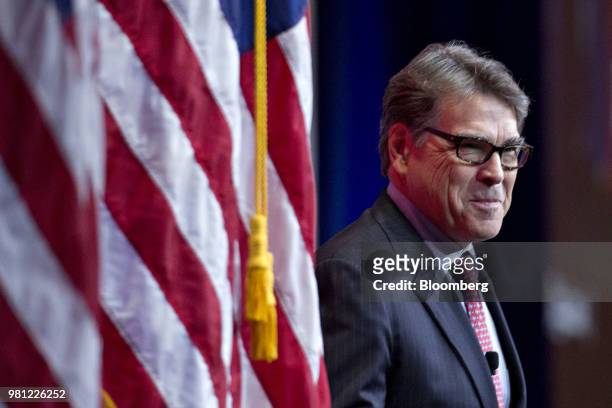 Rick Perry, U.S. Secretary of energy, arrives to speak during the SelectUSA Investment Summit in National Harbor, Maryland, U.S., on Friday, June 22,...