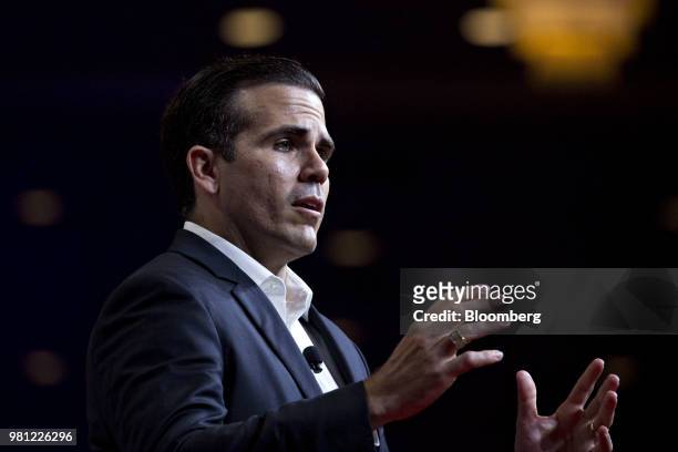Ricardo Rossello, governor of Puerto Rico, speaks during the SelectUSA Investment Summit in National Harbor, Maryland, U.S., on Friday, June 22,...