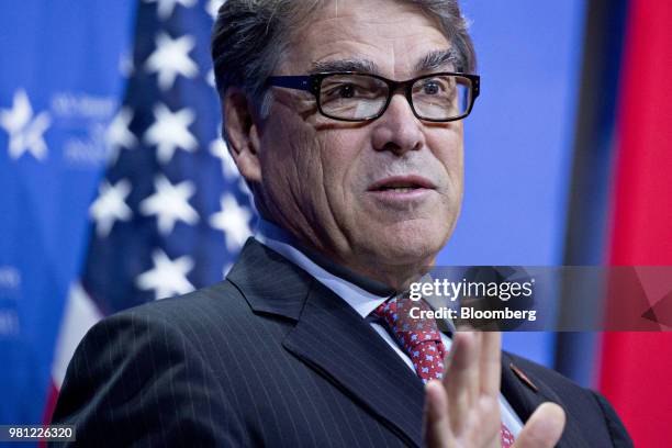 Rick Perry, U.S. Secretary of energy, speaks during the SelectUSA Investment Summit in National Harbor, Maryland, U.S., on Friday, June 22, 2018. The...