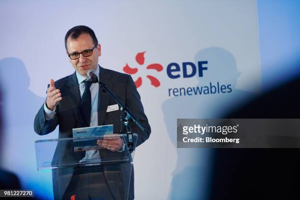 Simone Rossi, chief executive officer of EDF Energy PLC, a unit of Electricite de France SA, speaks during an inauguration event in Blyth, U.K., on...