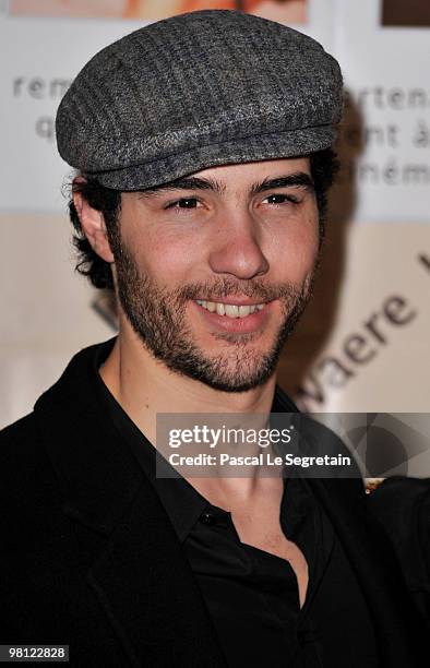 Actor Tahar Rahim poses as he arrives to attends the Romy Schneider And Patrick Dewaere Awards Ceremony at Hotel Renaissance on March 29, 2010 in...