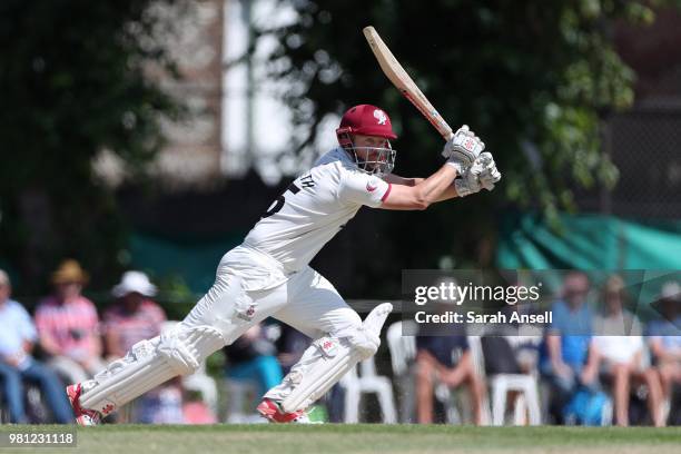 James Hildreth of Somerset hits out during his innings of 89* on day 3 of the Specsavers County Championship Division One match between Surrey and...