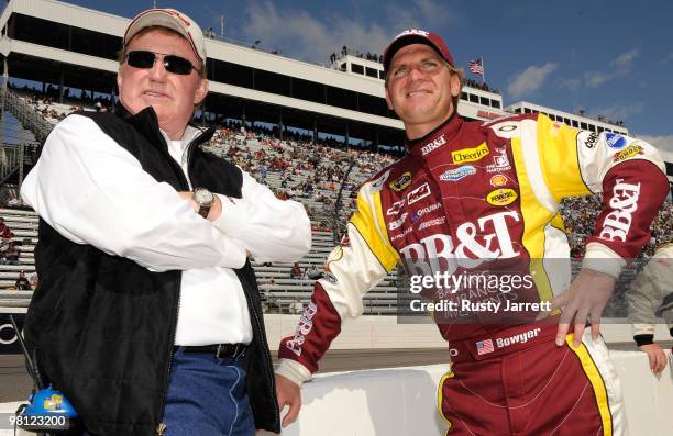 Team owner Richard Childress stands with Clint Bowyer , driver of the BB&T Chevrolet on the grid prior to the NASCAR Sprint Cup Series Goody's Fast...