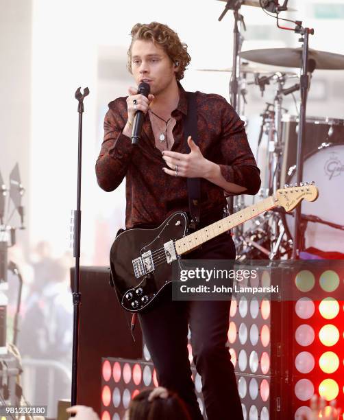 Luke Hemmings of 5 Seconds of Summer performs on NBC's "Today" at Rockefeller Plaza on June 22, 2018 in New York City.