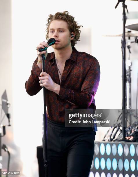 Luke Hemmings of 5 Seconds of Summer performs on NBC's "Today" at Rockefeller Plaza on June 22, 2018 in New York City.