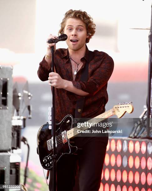 Luke Hemmings of 5 Seconds of Summer performs on NBC's "Today" at Rockefeller Plaza on June 22, 2018 in New York City.