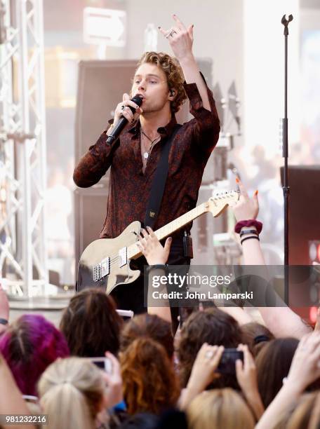 Luke Hemmings of 5 Seconds of Summer performs on NBC's "Today" at Rockefeller Plaza on June 22, 2018 in New York City.