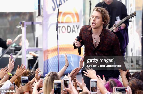 Luke Hemmings of 5 Seconds of Summer performs on NBC's "Today" at Rockefeller Plaza on June 22, 2018 in New York City.