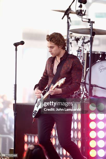 Luke Hemmings of 5 Seconds of Summer performs on NBC's "Today" at Rockefeller Plaza on June 22, 2018 in New York City.