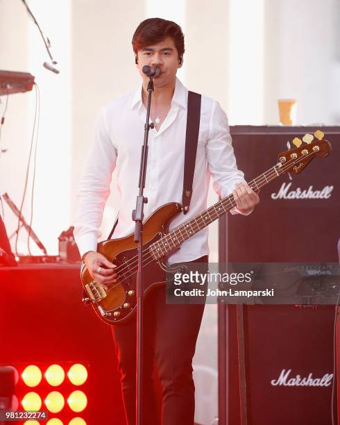Calum Hood of 5 Seconds of Summer performs on NBC's "Today" at Rockefeller Plaza on June 22, 2018 in New York City.