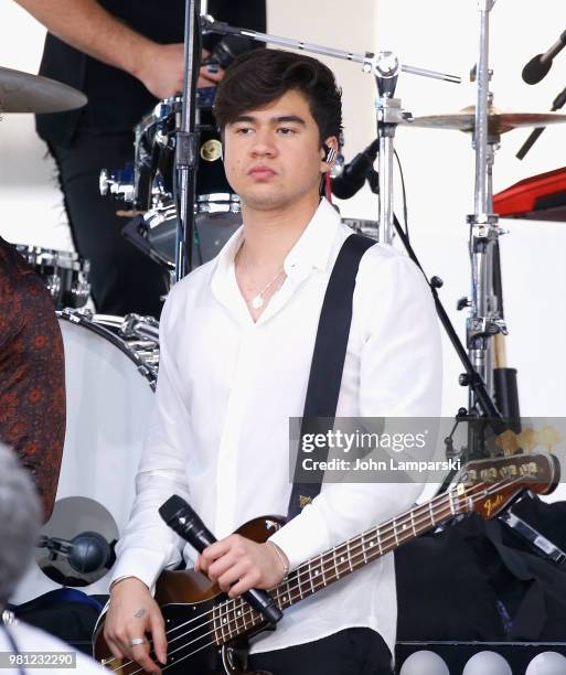 Calum Hood of 5 Seconds of Summer performs on NBC's "Today" at Rockefeller Plaza on June 22, 2018 in New York City.