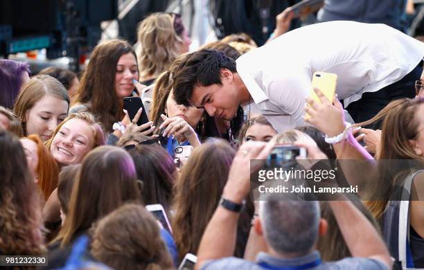 Calum Hood of 5 Seconds of Summer performs on NBC's "Today" at Rockefeller Plaza on June 22, 2018 in New York City.