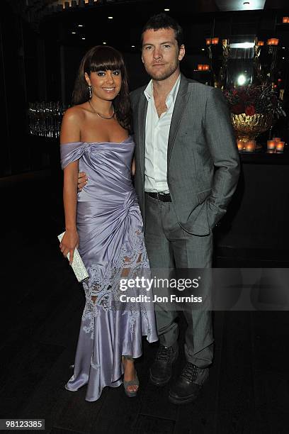 Actor Sam Worthington and Natalie Mark attends the 'Clash Of The Titans' world premiere after party at the Aqua restaurant on March 29, 2010 in...