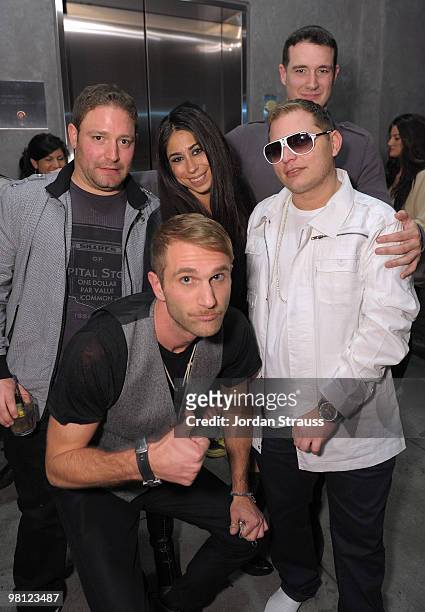 David Weintraub, Courtenay Semel, Scott Storch and Todd Dufour attend the BUZZNET presents "After-Party" at Tea Room with Joel and Benji Madden at...
