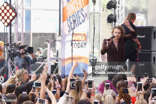 Luke Hemmings of 5 Seconds of Summer performs on NBC's "Today" at Rockefeller Plaza on June 22, 2018 in New York City.