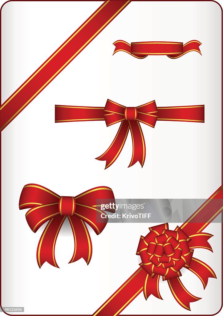 Set di nastri e fiocchi rosso