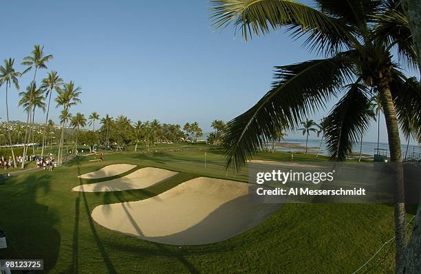 Overhead view of the 17th green at Waialae Country Club Saturday, January 17, 2004 at the Sony Open in Hawaii. Scenic Golf