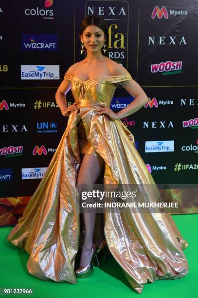 Bollywood actress Urvashi Rautela arrives for the IIFA Rocks of the 19th International Indian Film Academy festival at the Siam Niramit Theatre in...