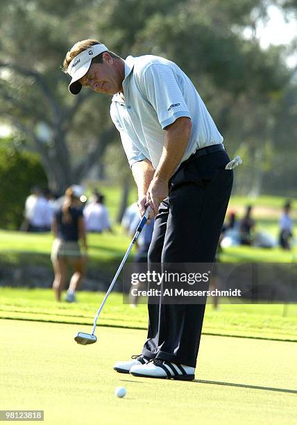 Fred Funk putts on the 13th green at Waialae Country Club Saturday, January 17, 2004 at the Sony Open in Hawaii.