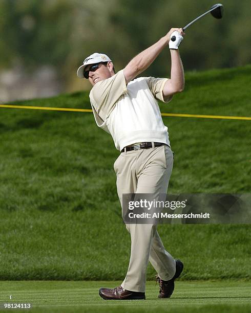 Justin Leonard competes at the 45th Bob Hope Chrysler Classic Pro Am at PGA West Country Club January 24, 2004.