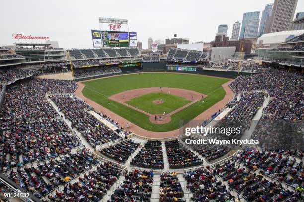 An interior general view of Target Field during the first college baseball game played at the stadium between the Louisiana Tech Bulldogs and the...