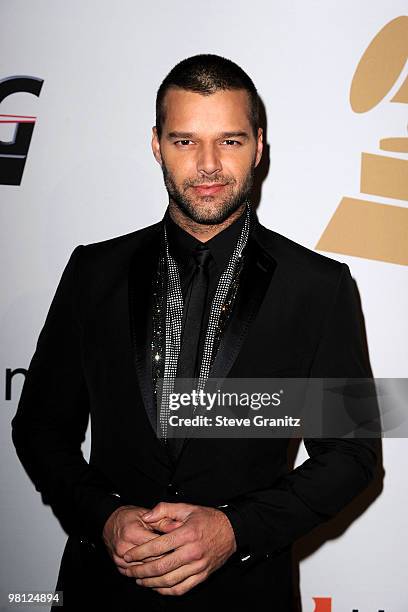 Singer Ricky Martin arrives at the 52nd Annual GRAMMY Awards - Salute To Icons Honoring Doug Morris held at The Beverly Hilton Hotel on January 30,...