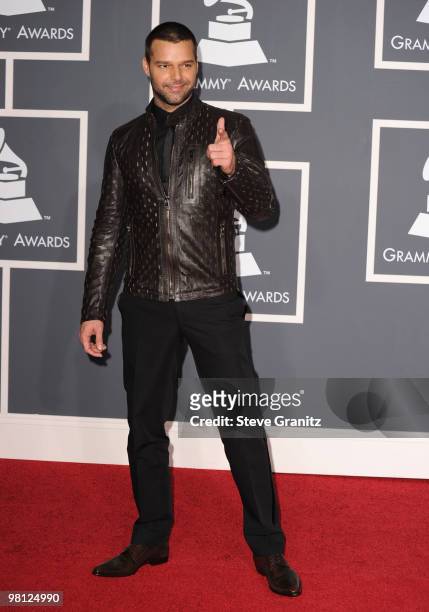Singer Ricky Martin arrives at the 52nd Annual GRAMMY Awards held at Staples Center on January 31, 2010 in Los Angeles, California.