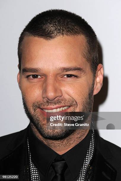 Singer Ricky Martin arrives at the 52nd Annual GRAMMY Awards - Salute To Icons Honoring Doug Morris held at The Beverly Hilton Hotel on January 30,...