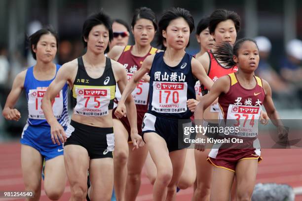 Tomomi Musembi Takamatsu competes in the Women's 1500m heat on day one of the 102nd JAAF Athletic Championships at Ishin Me-Life Stadium on June 22,...