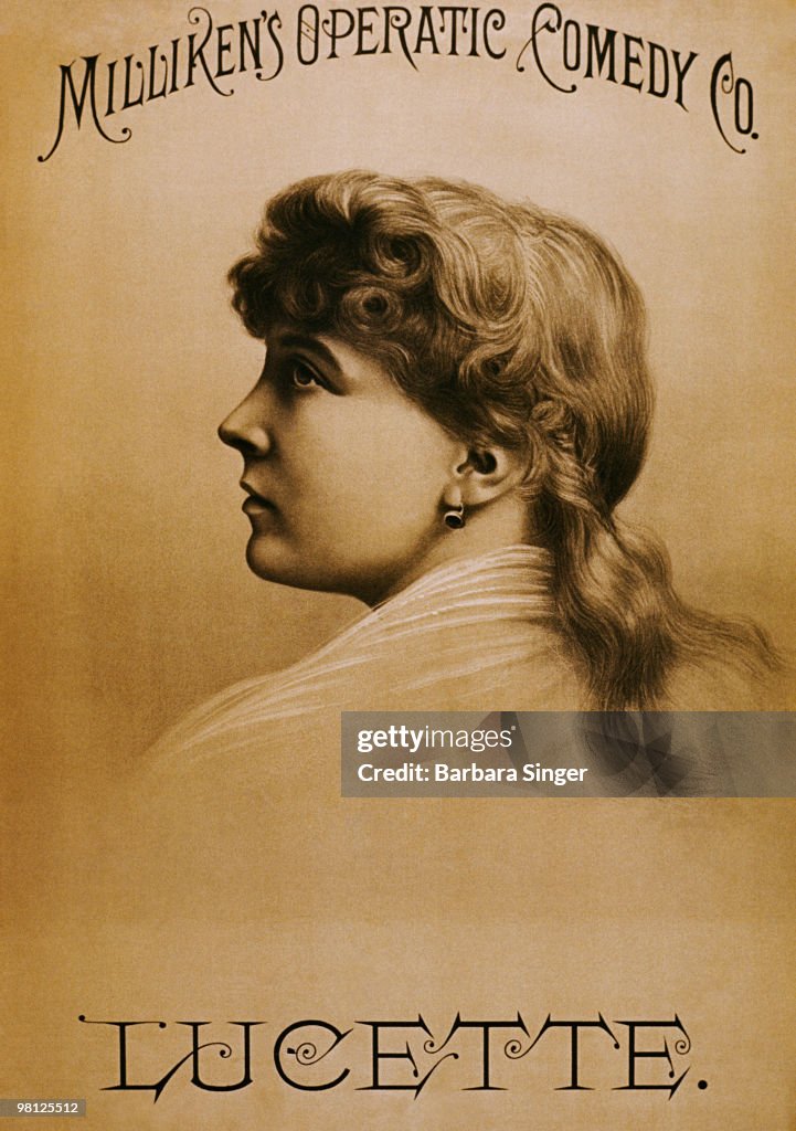 Vintage poster of woman in profile