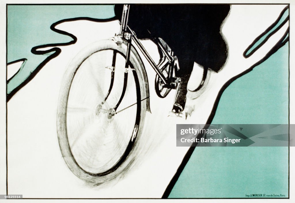 Vintage poster of bicycle wheel in motion