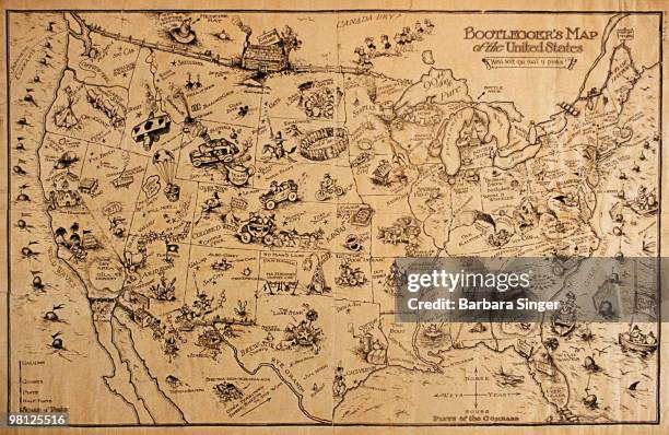 Vintage poster of bootlegging map of the United States