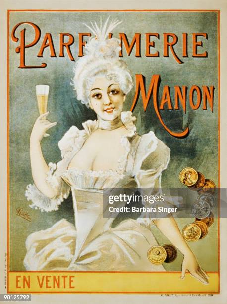 Vintage poster of woman holding champagne flute