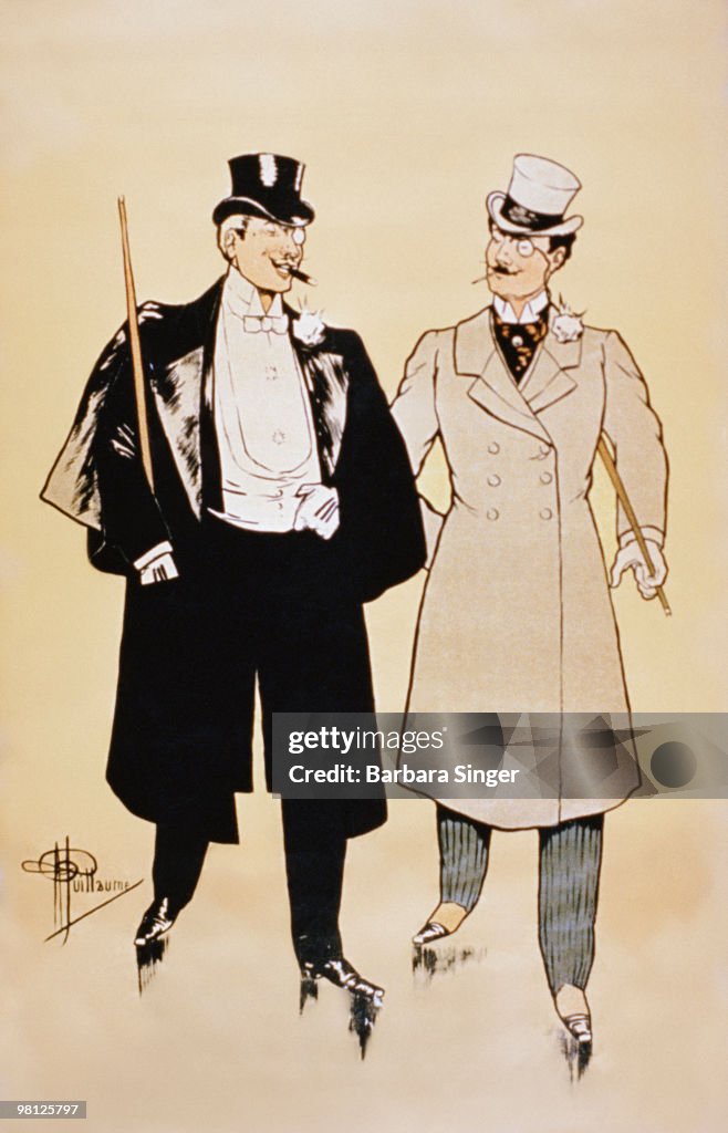 Vintage poster of men wearing Victorian fashion