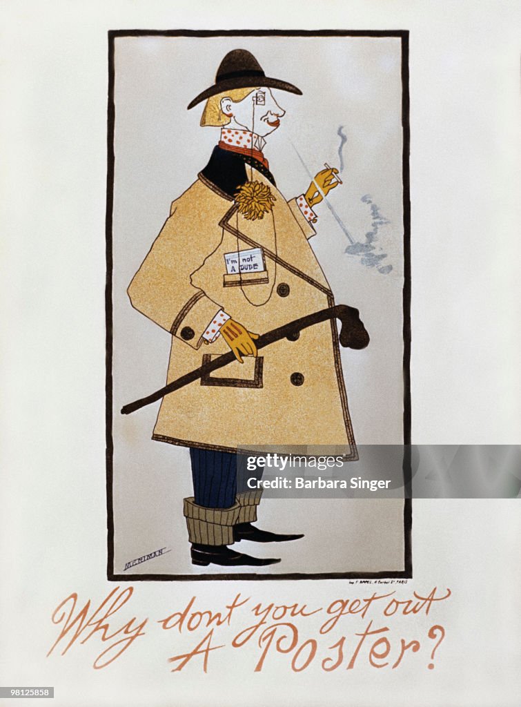 Vintage poster of elegant man standing in profile